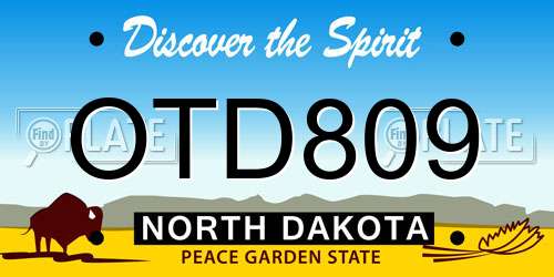 OTD809 North Dakota License Plate