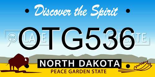 OTG536 North Dakota License Plate