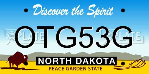 OTG53G North Dakota License Plate