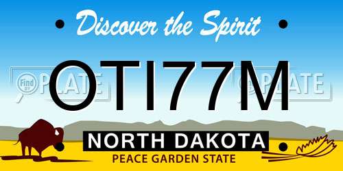 OTI77M North Dakota License Plate