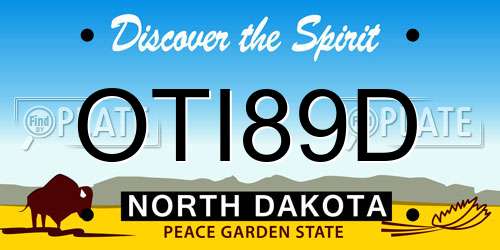 OTI89D North Dakota License Plate
