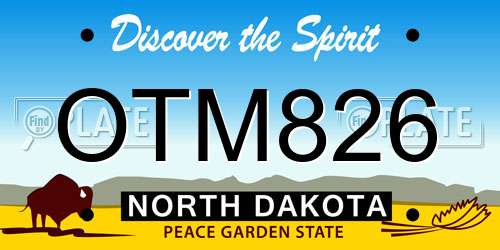 OTM826 North Dakota License Plate