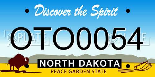 OTO0054 North Dakota License Plate