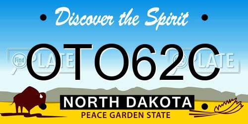OTO62C North Dakota License Plate