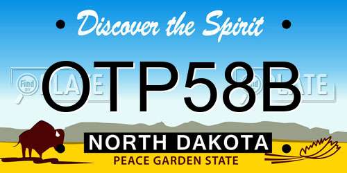 OTP58B North Dakota License Plate