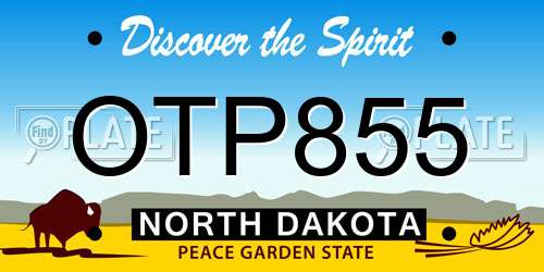 OTP855 North Dakota License Plate