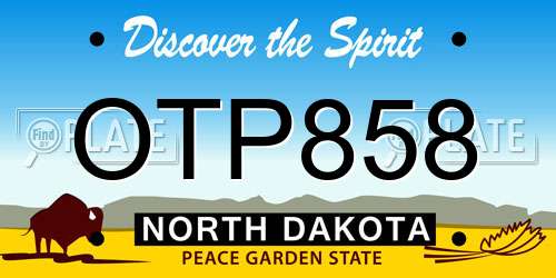 OTP858 North Dakota License Plate