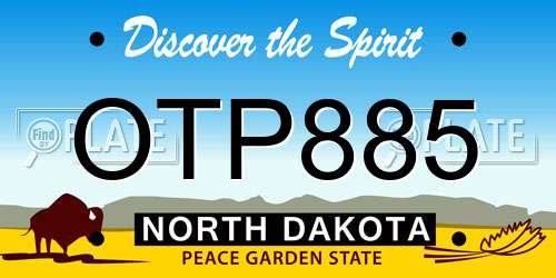 OTP885 North Dakota License Plate