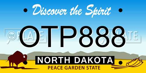 OTP888 North Dakota License Plate