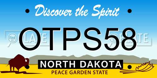 OTPS58 North Dakota License Plate