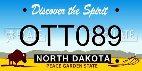 OTT089 North Dakota License Plate