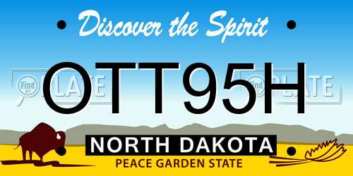 OTT95H North Dakota License Plate