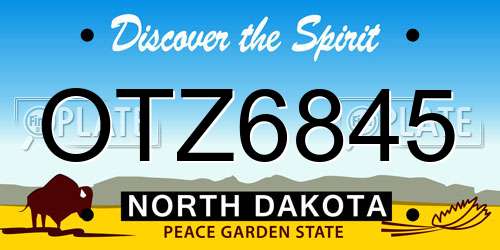 OTZ6845 North Dakota License Plate