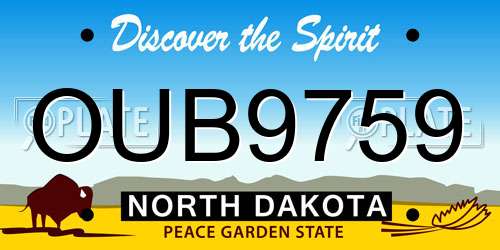 OUB9759 North Dakota License Plate
