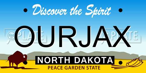 OURJAX North Dakota License Plate