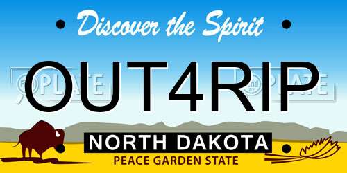 OUT4RIP North Dakota License Plate