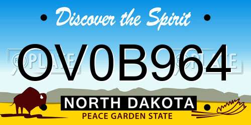OV0B964 North Dakota License Plate