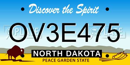 OV3E475 North Dakota License Plate