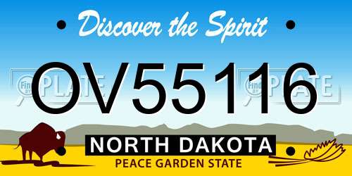 OV55116 North Dakota License Plate