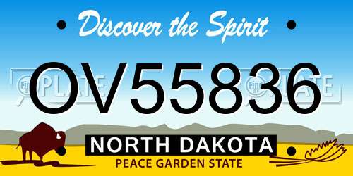 OV55836 North Dakota License Plate