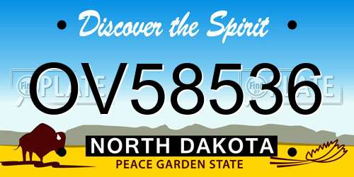 OV58536 North Dakota License Plate