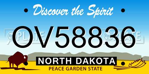 OV58836 North Dakota License Plate