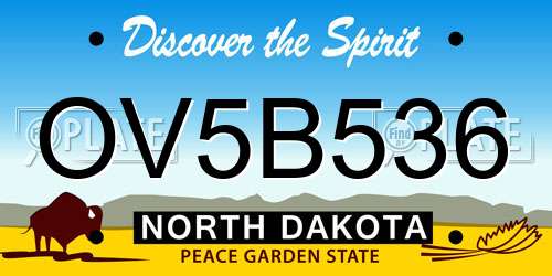 OV5B536 North Dakota License Plate