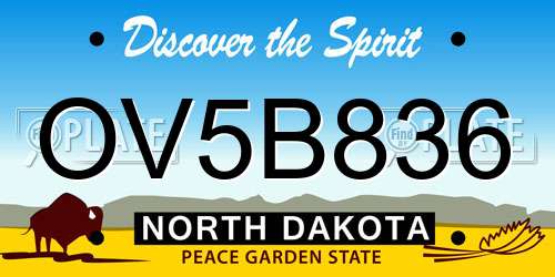 OV5B836 North Dakota License Plate