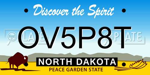 OV5P8T North Dakota License Plate