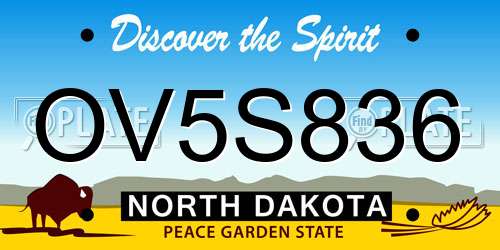 OV5S836 North Dakota License Plate