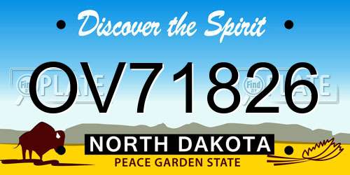 OV71826 North Dakota License Plate