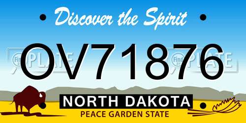 OV71876 North Dakota License Plate