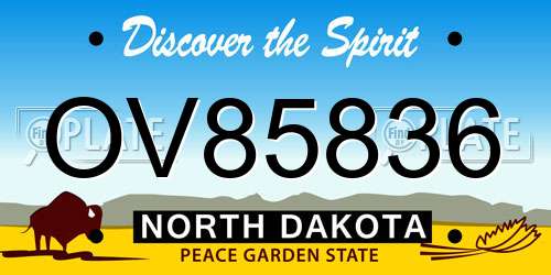 OV85836 North Dakota License Plate