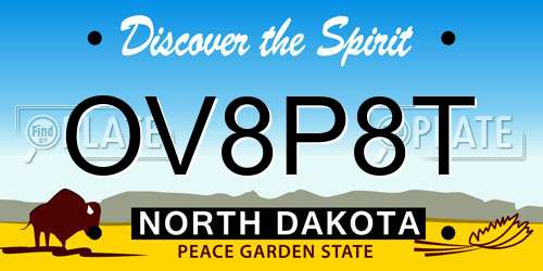 OV8P8T North Dakota License Plate
