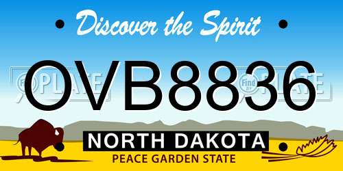 OVB8836 North Dakota License Plate