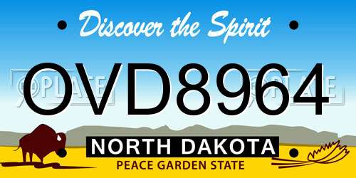 OVD8964 North Dakota License Plate