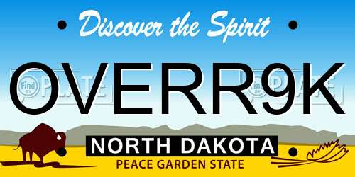 OVERR9K North Dakota License Plate