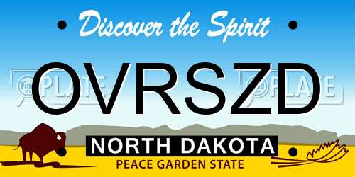 OVRSZD North Dakota License Plate