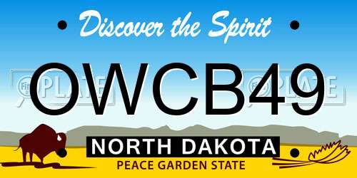 OWCB49 North Dakota License Plate