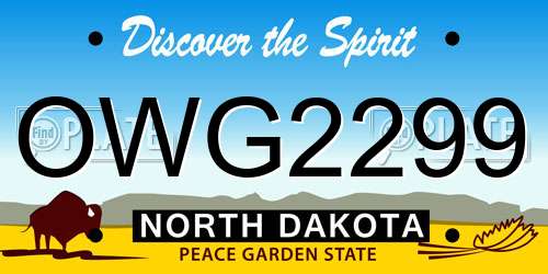OWG2299 North Dakota License Plate