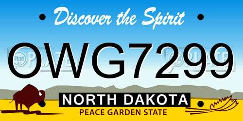 OWG7299 North Dakota License Plate