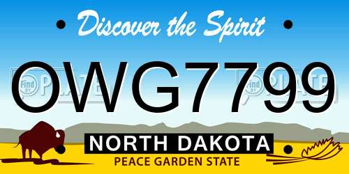 OWG7799 North Dakota License Plate