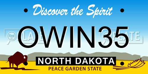 OWIN35 North Dakota License Plate