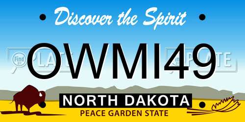 OWMI49 North Dakota License Plate