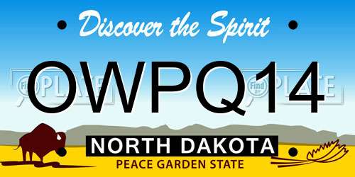 OWPQ14 North Dakota License Plate