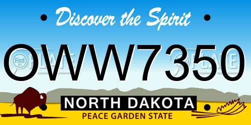 OWW7350 North Dakota License Plate