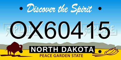 OX60415 North Dakota License Plate