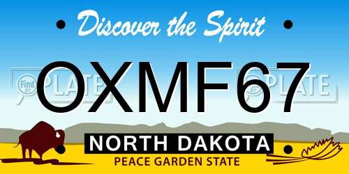 OXMF67 North Dakota License Plate