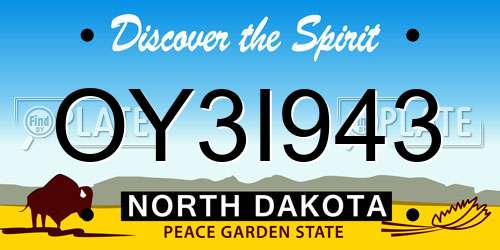 OY3I943 North Dakota License Plate