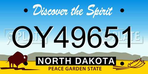 OY49651 North Dakota License Plate